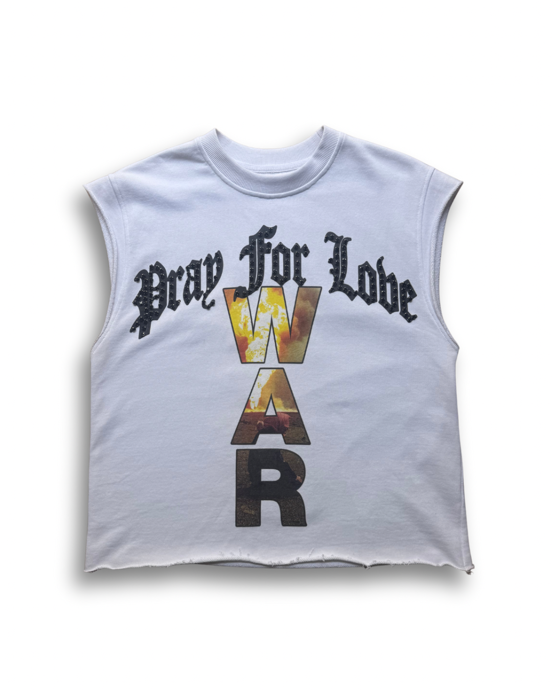 “WAR” Sleeveless Diamond-Studded Tee