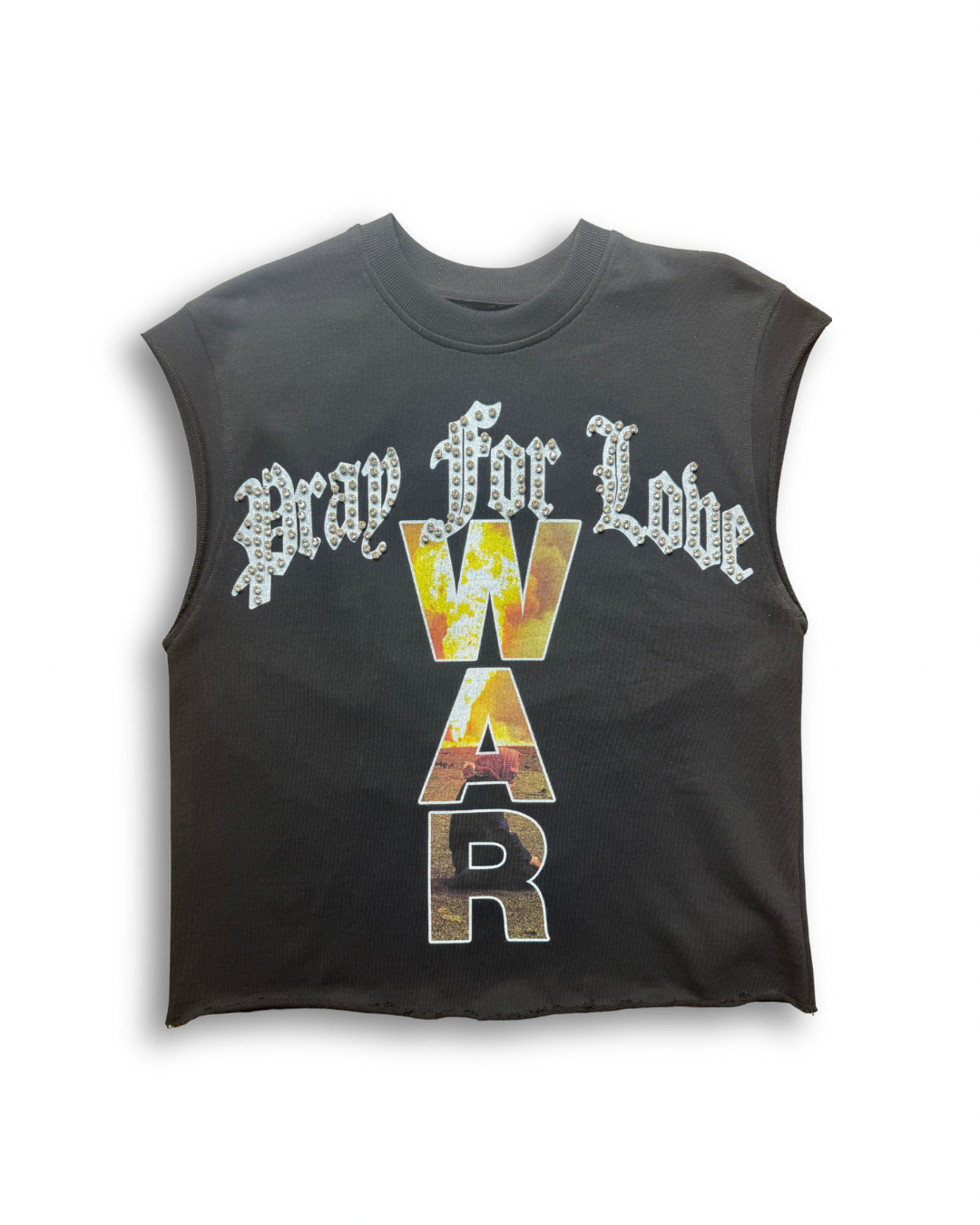 ‘WAR’ Sleeveless Diamond-Studded Tee